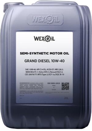 Олива моторна WEXOIL GRAND DIESEL 10W-40, 20 л